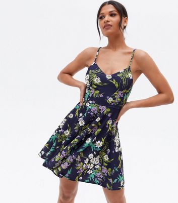 Navy floral clearance skater dress