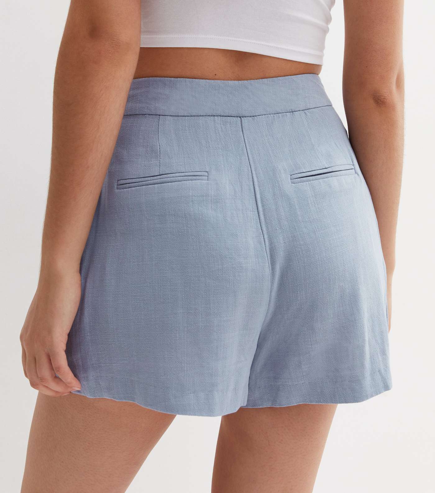 Blue Linen-Look Bermuda Shorts Image 4