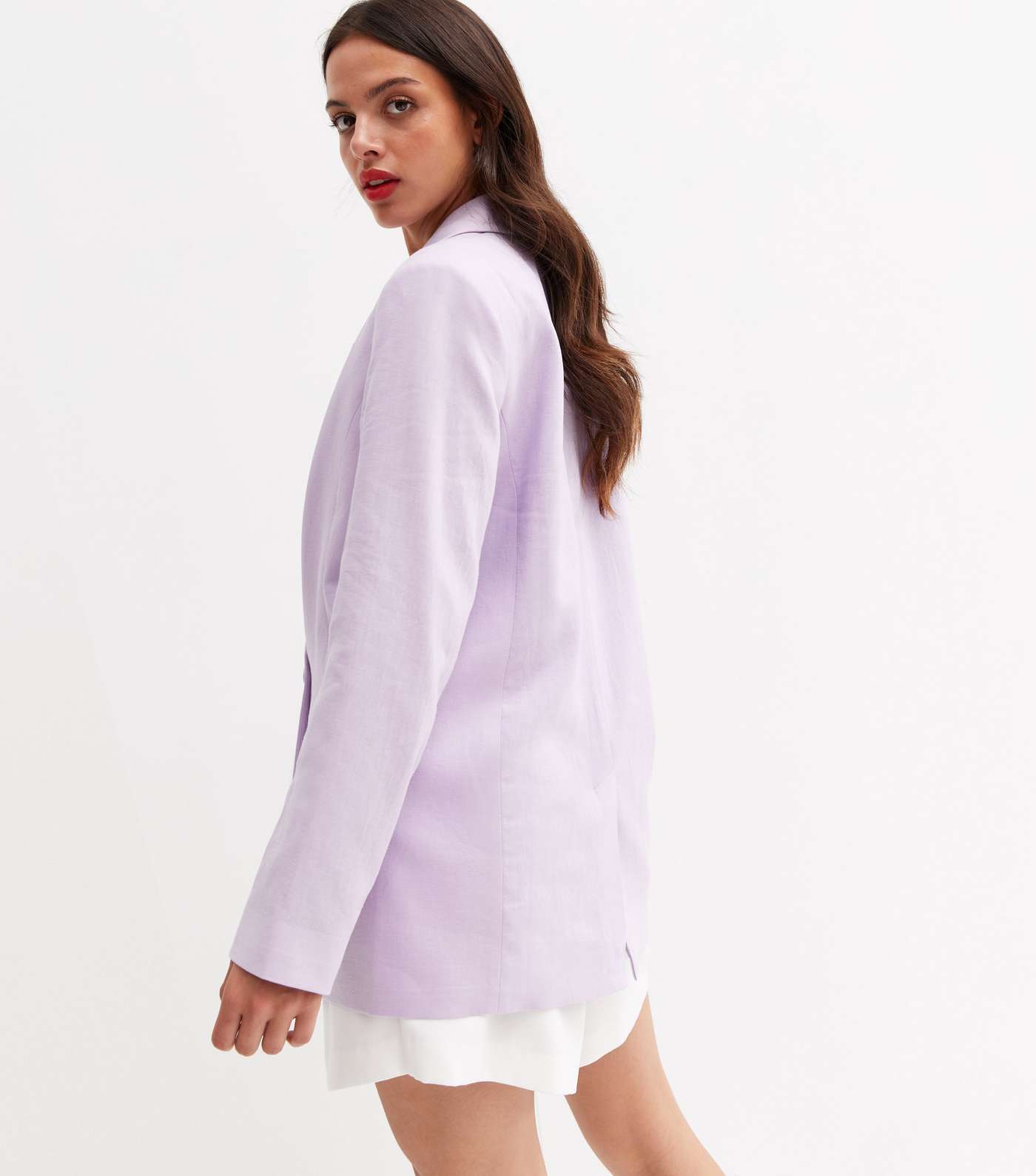 Lilac Linen Blend Oversized Blazer Image 4