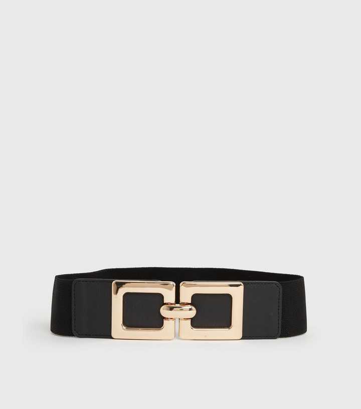Black Square Buckle Stretch Belt