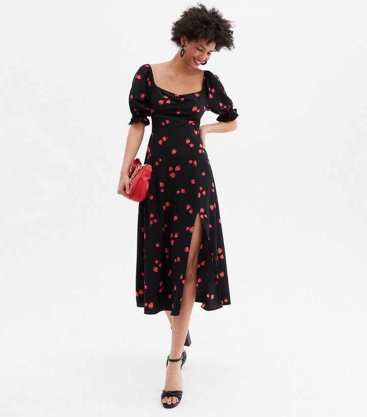 black strawberry dress