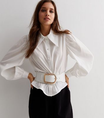 White Keyhole Buckle Stretch Belt | New Look