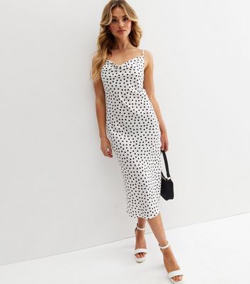 New look white spot midi dress best sale