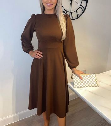 High Neck Midi Skater Dress 