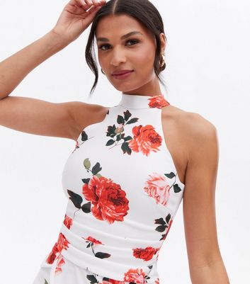 Click to view product details and reviews for White Rose Halter Neck Frill Midi Dress New Look.