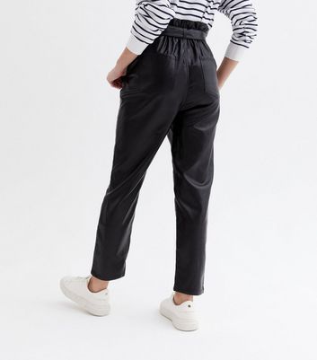 Click to view product details and reviews for Urban Bliss Black Leather Look Tie High Waist Trousers New Look.