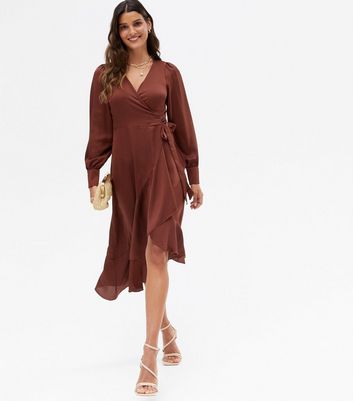 dark brown wrap dress