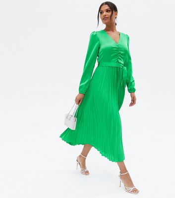 new look green satin dress