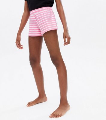 Girls Black Stripe Short Pyjama Set with Sweet Logo New Look