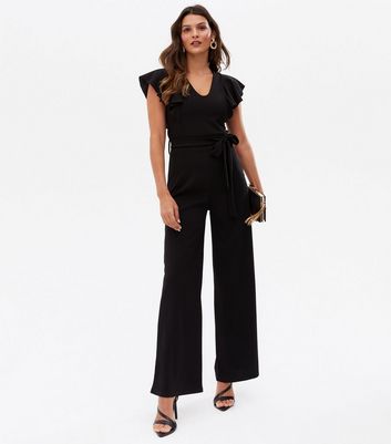 Black ruffle jumpsuit online