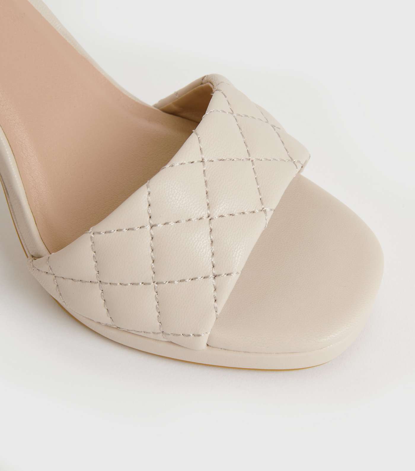 Off White Quilted Block Heel Platform Sandals Image 4