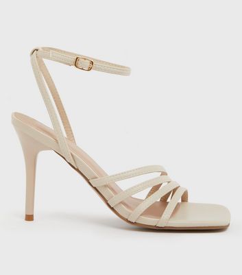 New Look Wide Fit Satin Ankle Strap Heeled Sandal | Ankle strap sandals  heels, White sandals heels, Sandals heels