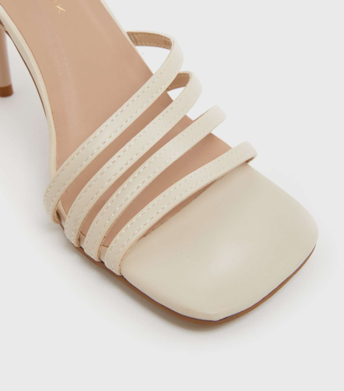 Off White Strappy Stiletto Heel Sandals Image 4