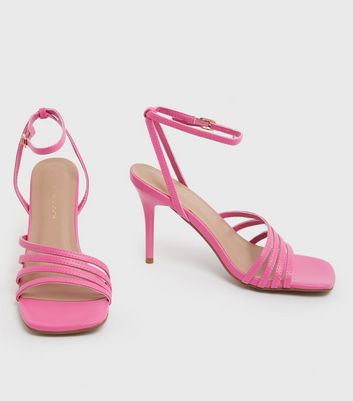 Pink Strappy Stiletto Heel Sandals 