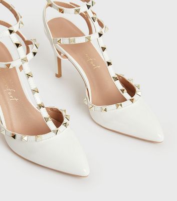 White patent sales court shoes