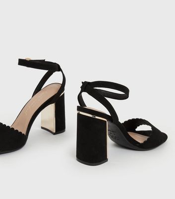 suede block heels black