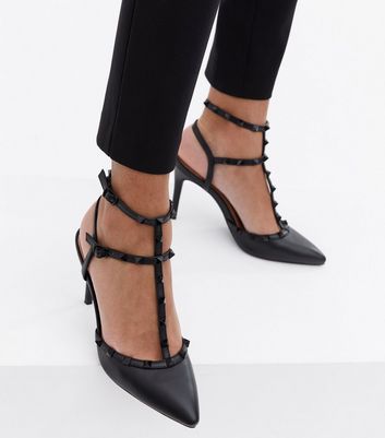 Black strappy studded store heels