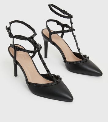 Black studded clearance court shoes