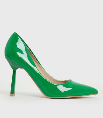 green patent court shoes