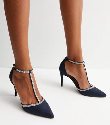 Navy hot sale diamante shoes