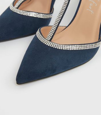 Navy blue hot sale diamante shoes