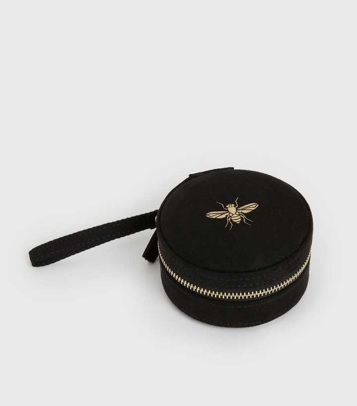 Black Bee Embroidered Velvet Mini Jewellery Box