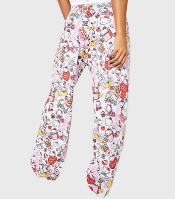 Skinnydip White Trouser Pyjama Set with Hello Kitty Print