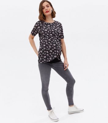 Click to view product details and reviews for Maternity Black Floral Wrap Nursing T Shirt New Look.