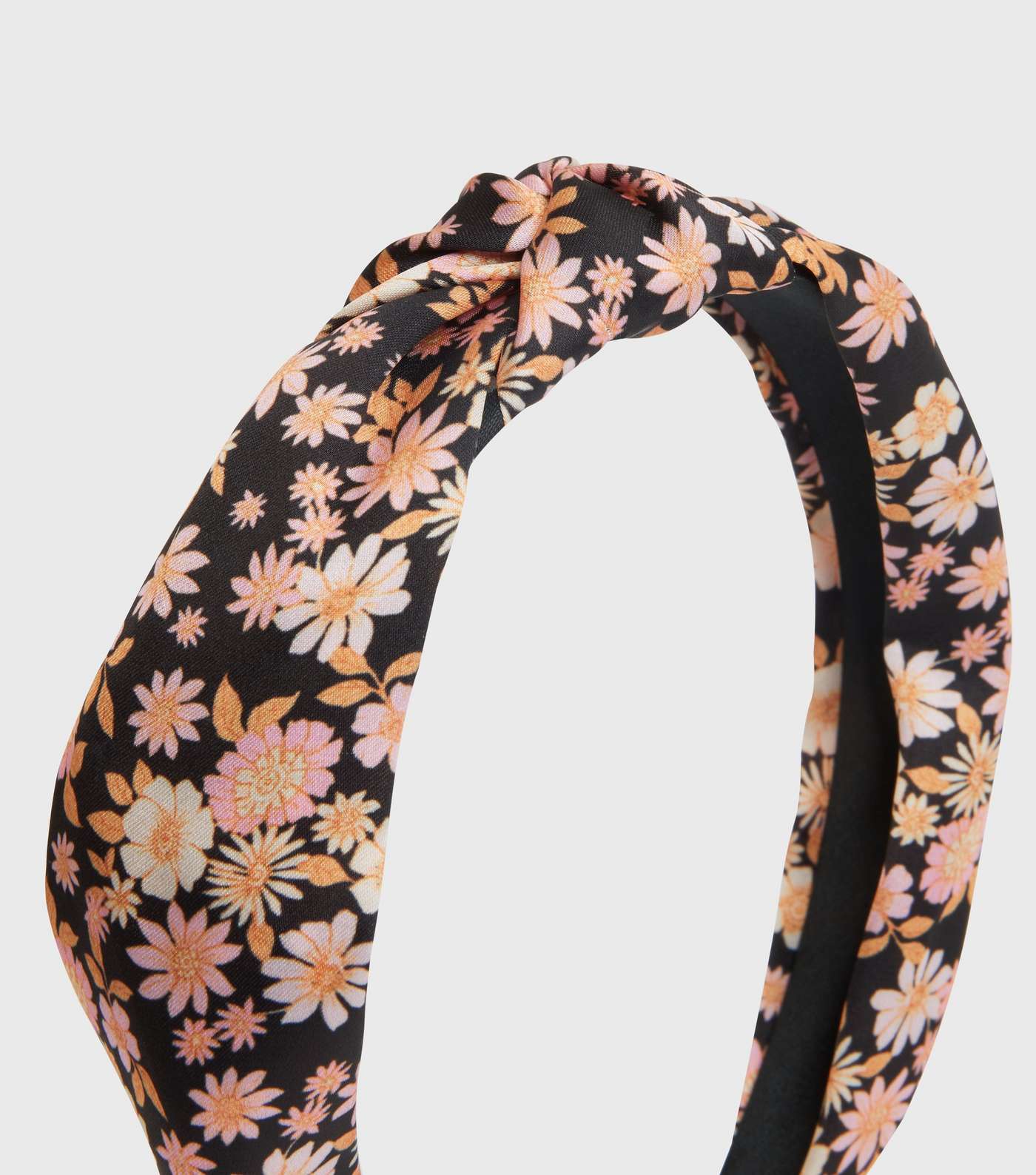 Black Retro Floral Knot Headband Image 2