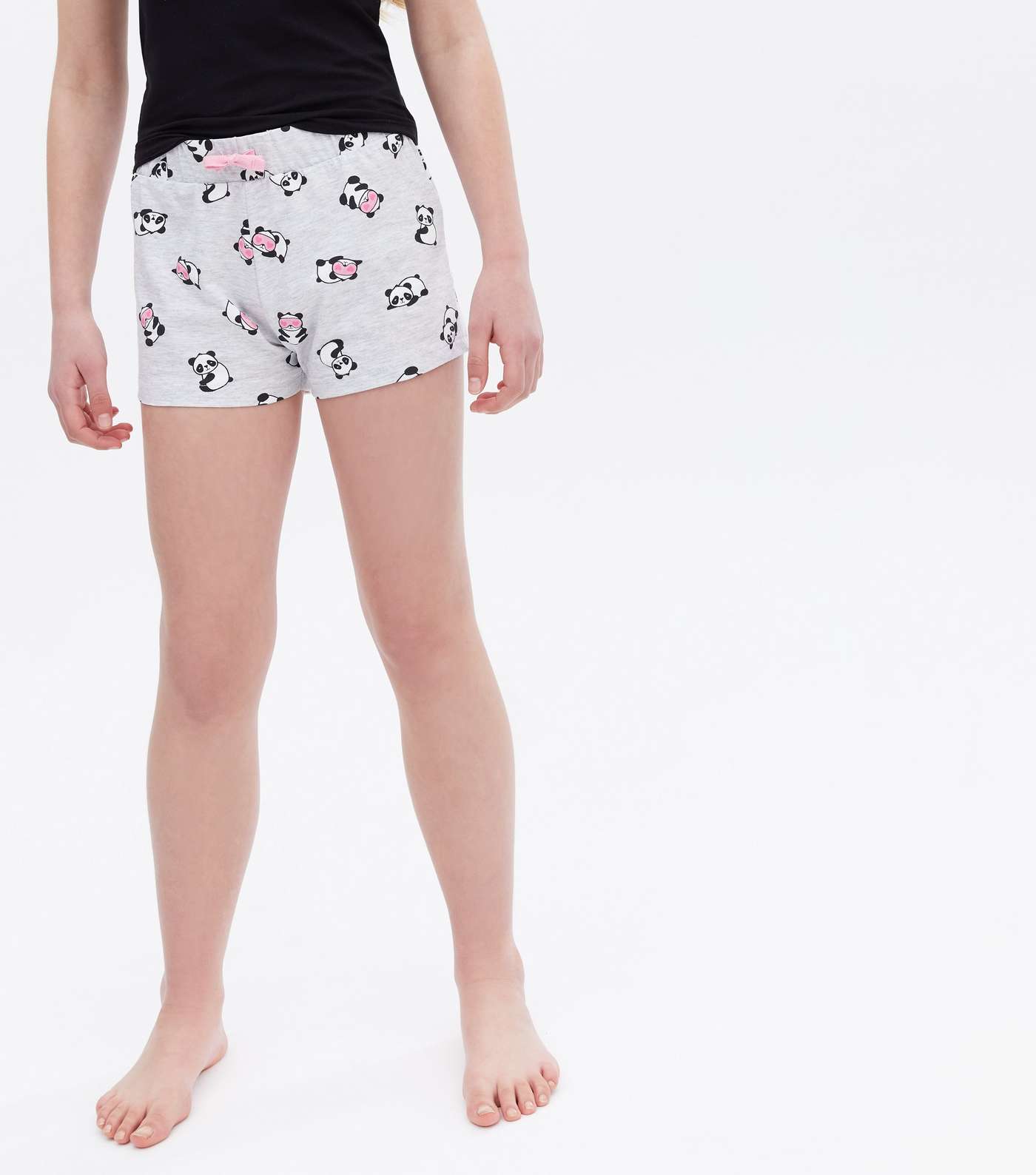 Girls Black Short Pyjama Set with Do Not Disturb Logo Image 3