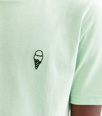 Boys Mint Green Ice Cream Embroidered T-Shirt | New Look