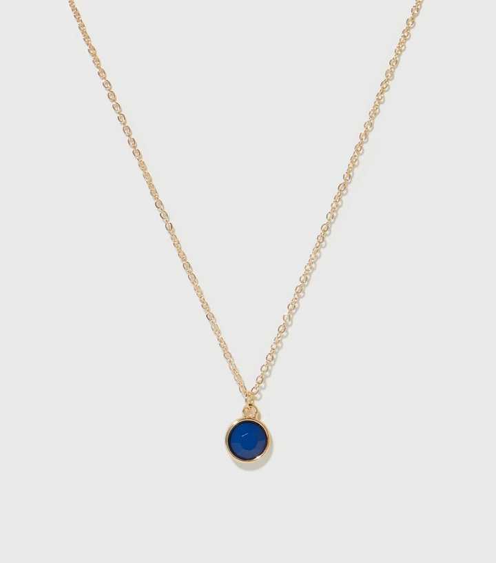 Bright Blue Gem Pendant Necklace