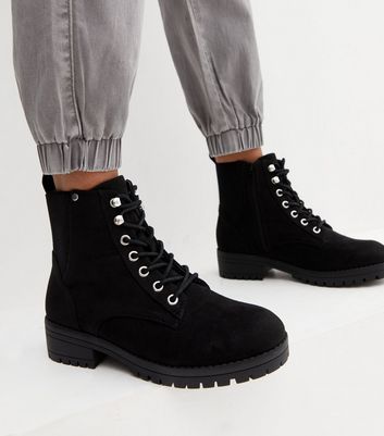 Black lace up outlet suede ankle boots