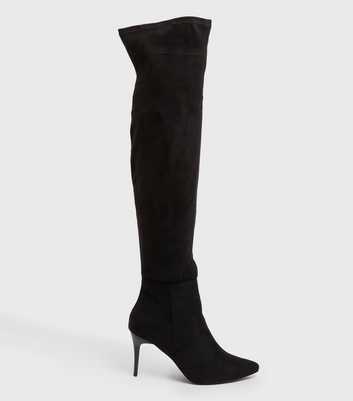 Black Suedette Stiletto Knee High Boots