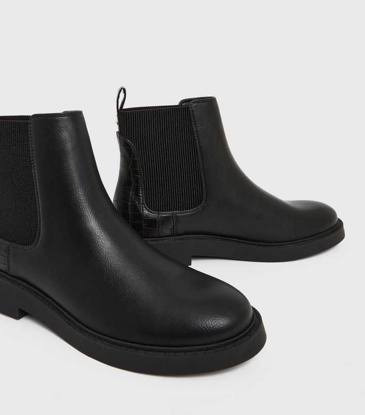 hjerne syreindhold Fantasifulde Black Leather-Look Chelsea Ankle Boots | New Look
