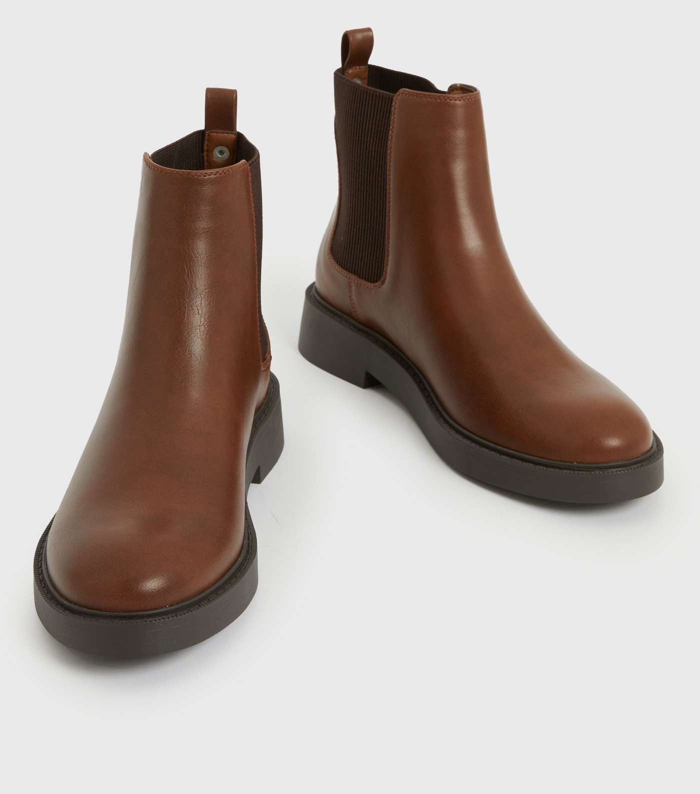 Tan Leather-Look Chelsea Ankle Boots Image 3