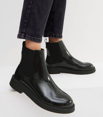 New look black outlet patent ankle boots