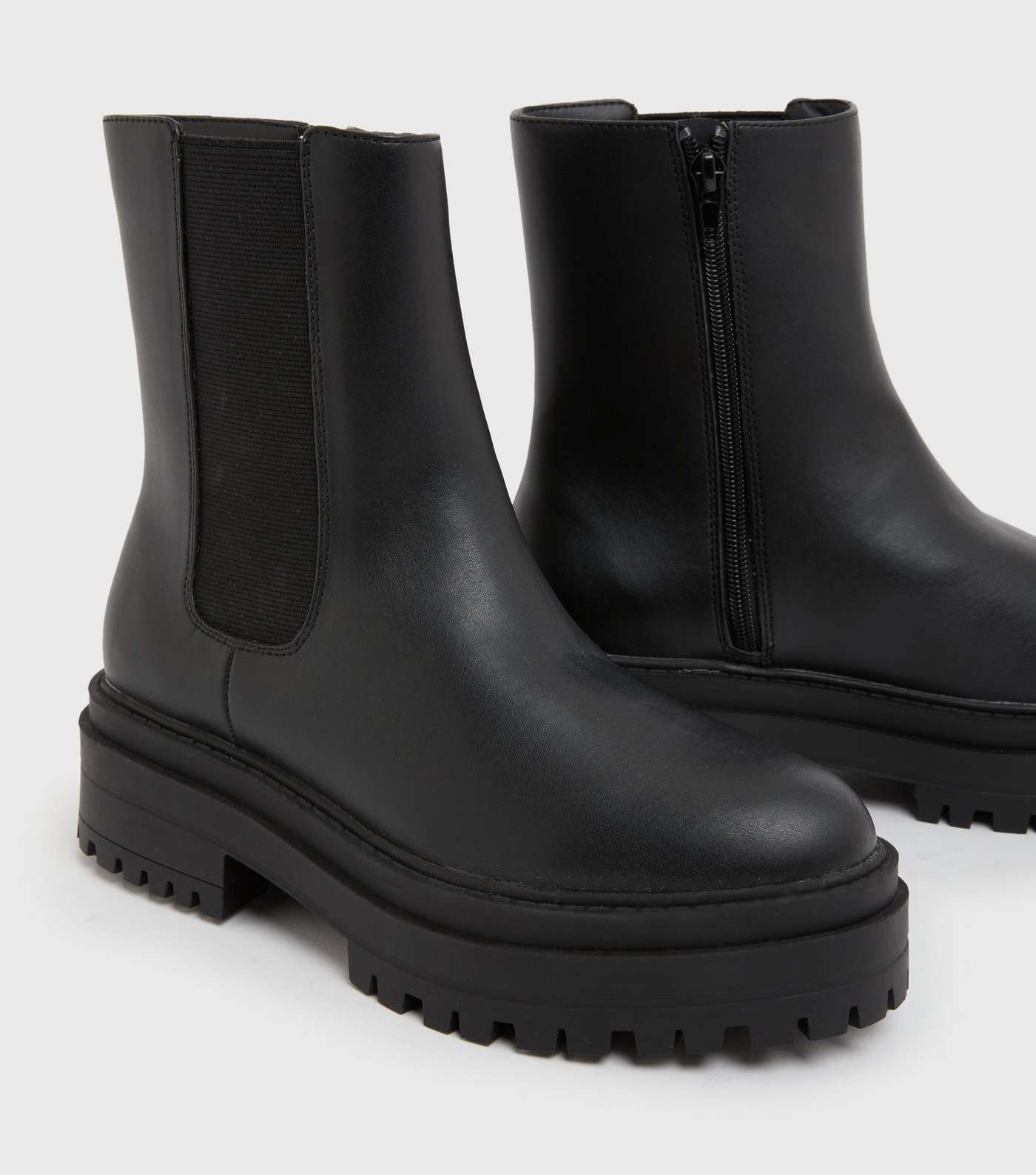Black Rounded Chunky Chelsea Boots Image 4