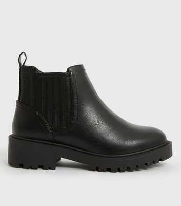 Extra Wide Fit Black Chunky Chelsea Boots