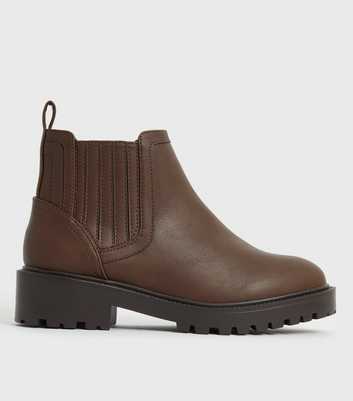 Extra Wide Fit Brown Chunky Chelsea Boots