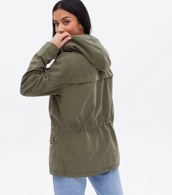 khaki hooded utility jacket