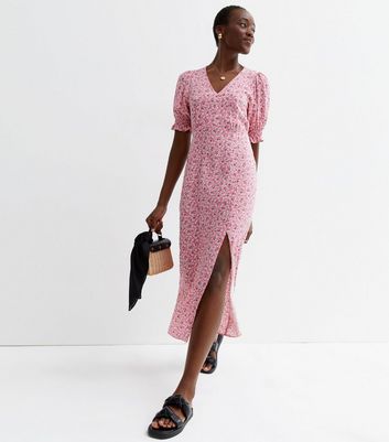 Tall Pink Ditsy Floral Puff Sleeve 