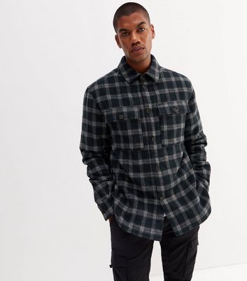 Navy Check Double Pocket Overshirt