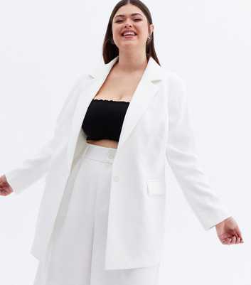 Suits You Curves White Revere Collar Blazer