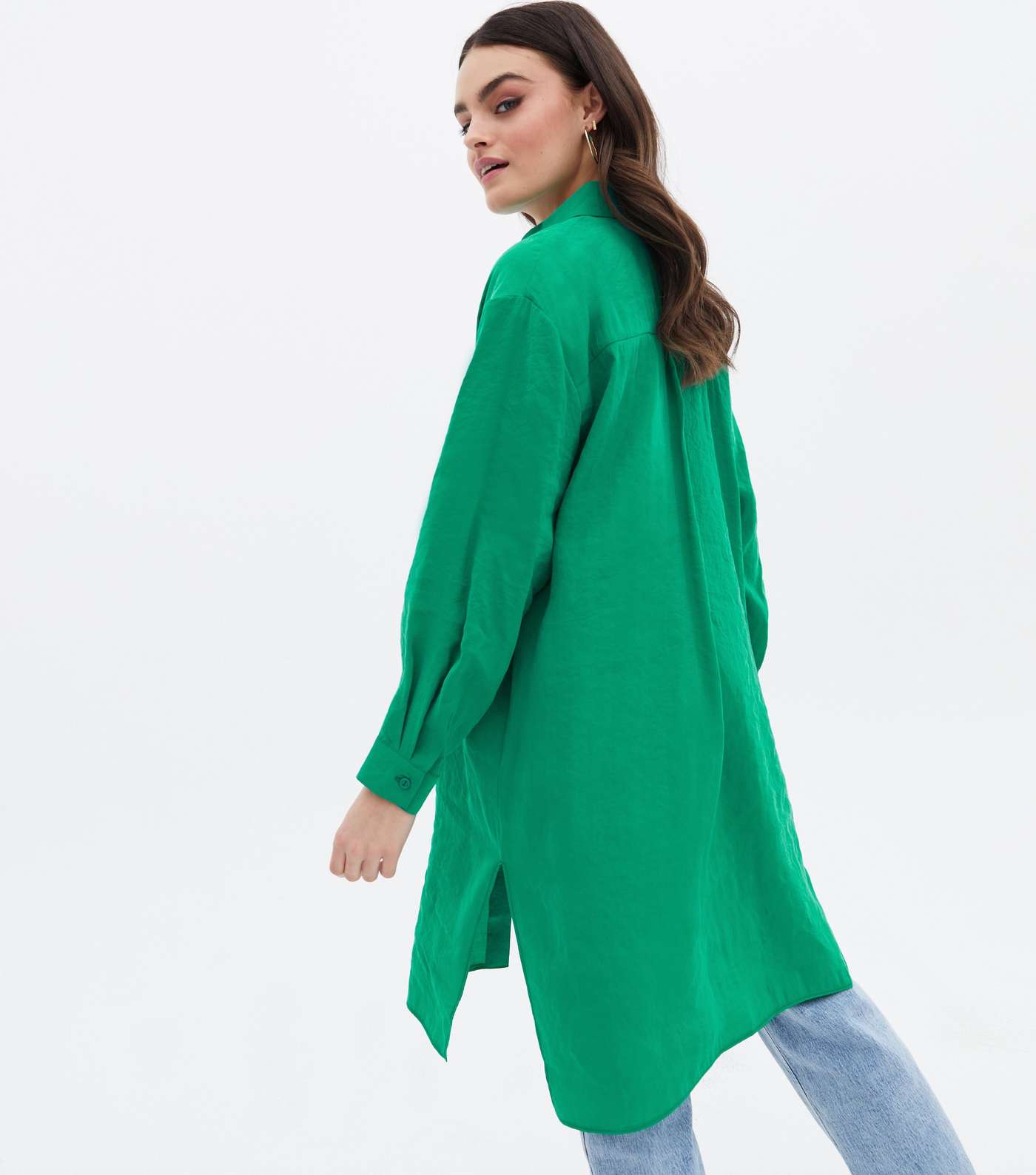 Green Long Sleeve Oversized Shirt Image 4