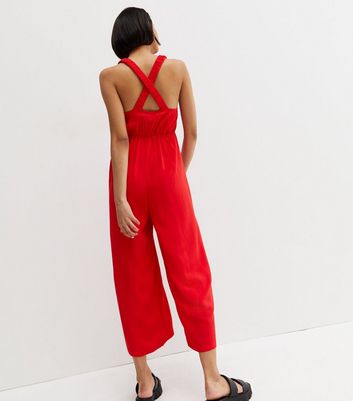 Warehouse jumpsuit with open back hot sale in red