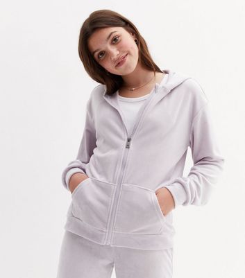 KIDS ONLY Lilac Velour Zip Hoodie | New Look