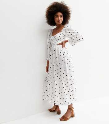 White Spot Linen-Look Cut Out Tiered Midi Dress