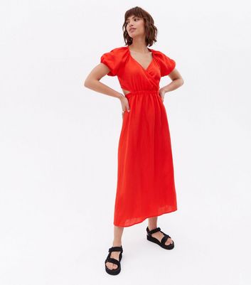 Click to view product details and reviews for Red Linen Look Cut Out Open Back Midi Dress New Look.