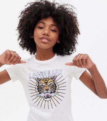 White Tiger Print Legendary Logo 
